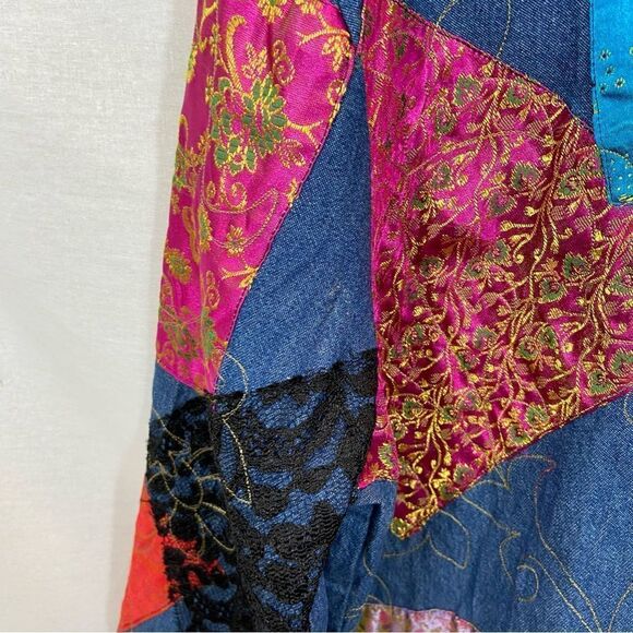 Vintage 80’s S Collection Denim‎ Patchwork Embroidered Jacket Size Medium - Picture 11 of 14